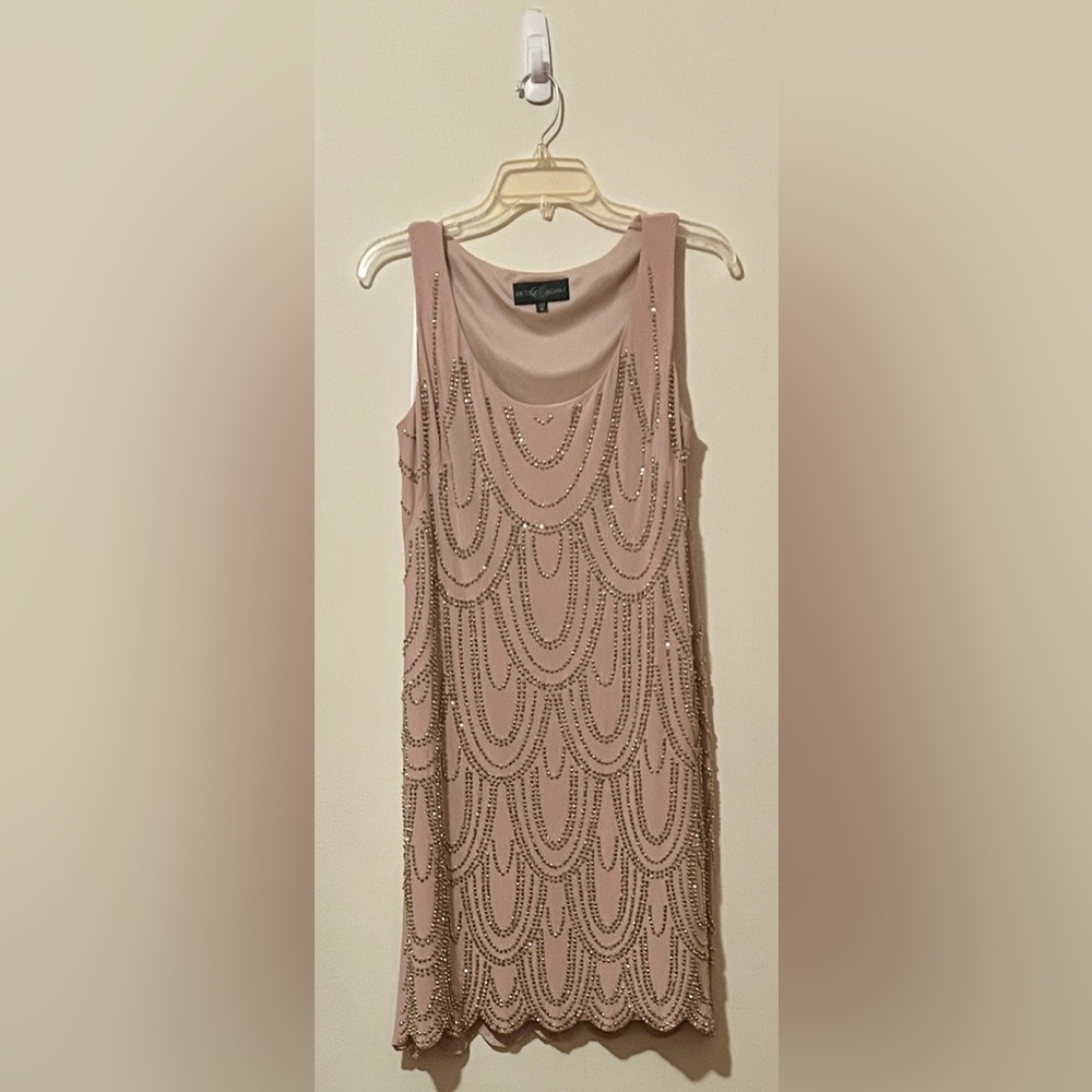 Betsy & Adam Pink Beaded Mini Dress